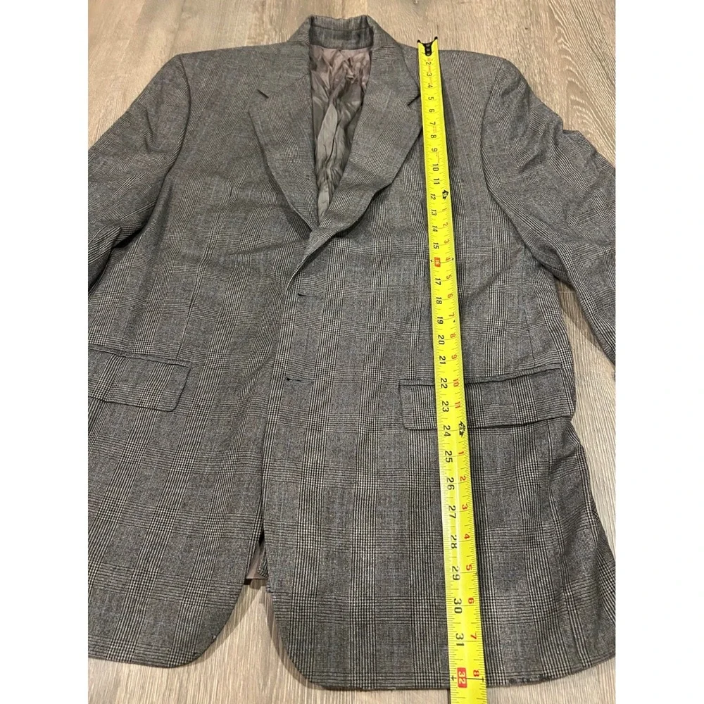 Lauren Ralph Lauren Mens 44R‎ Blazer Grey Glen Plaid Wool Cashmere Sport Coat